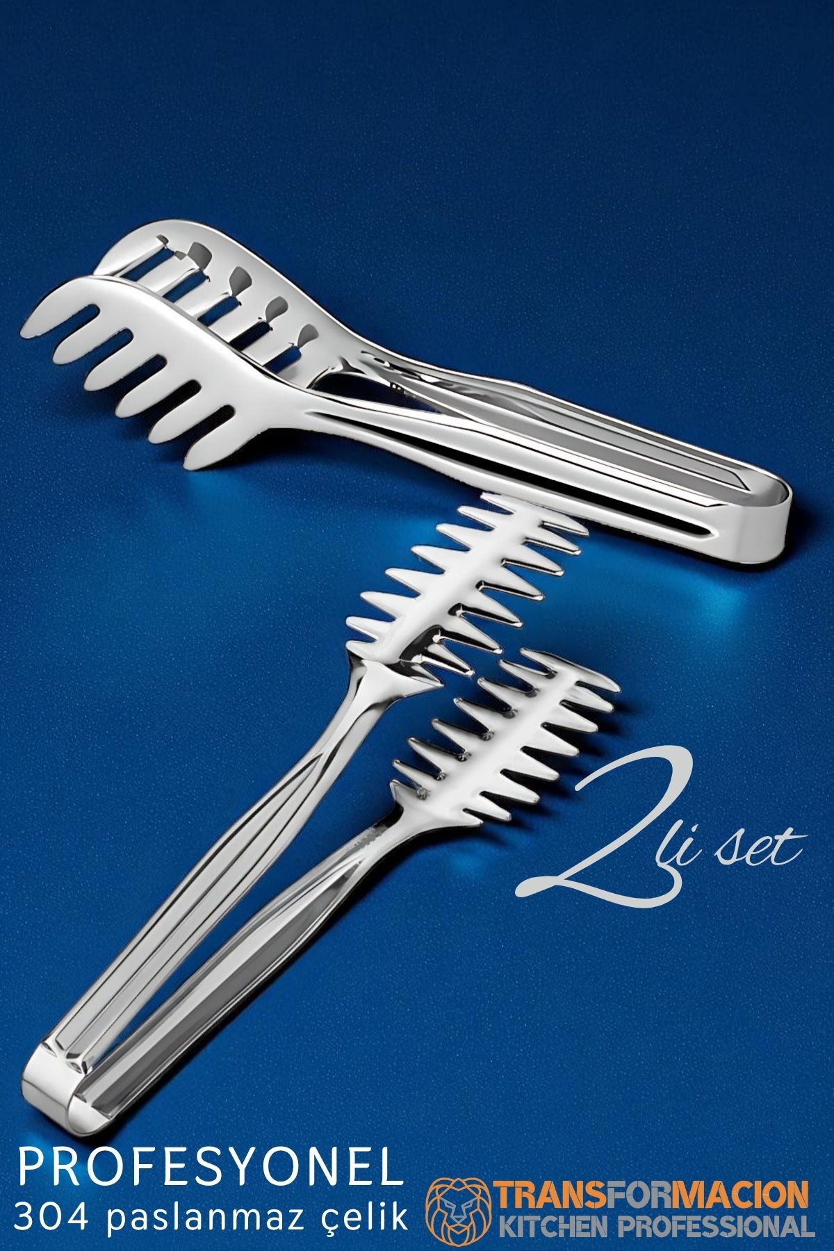 Mutfak Maşa Seti - Makarna Pasta Salata Çok Amaçlı Maşa 2 li SET 304 Paslanmaz Çelik 