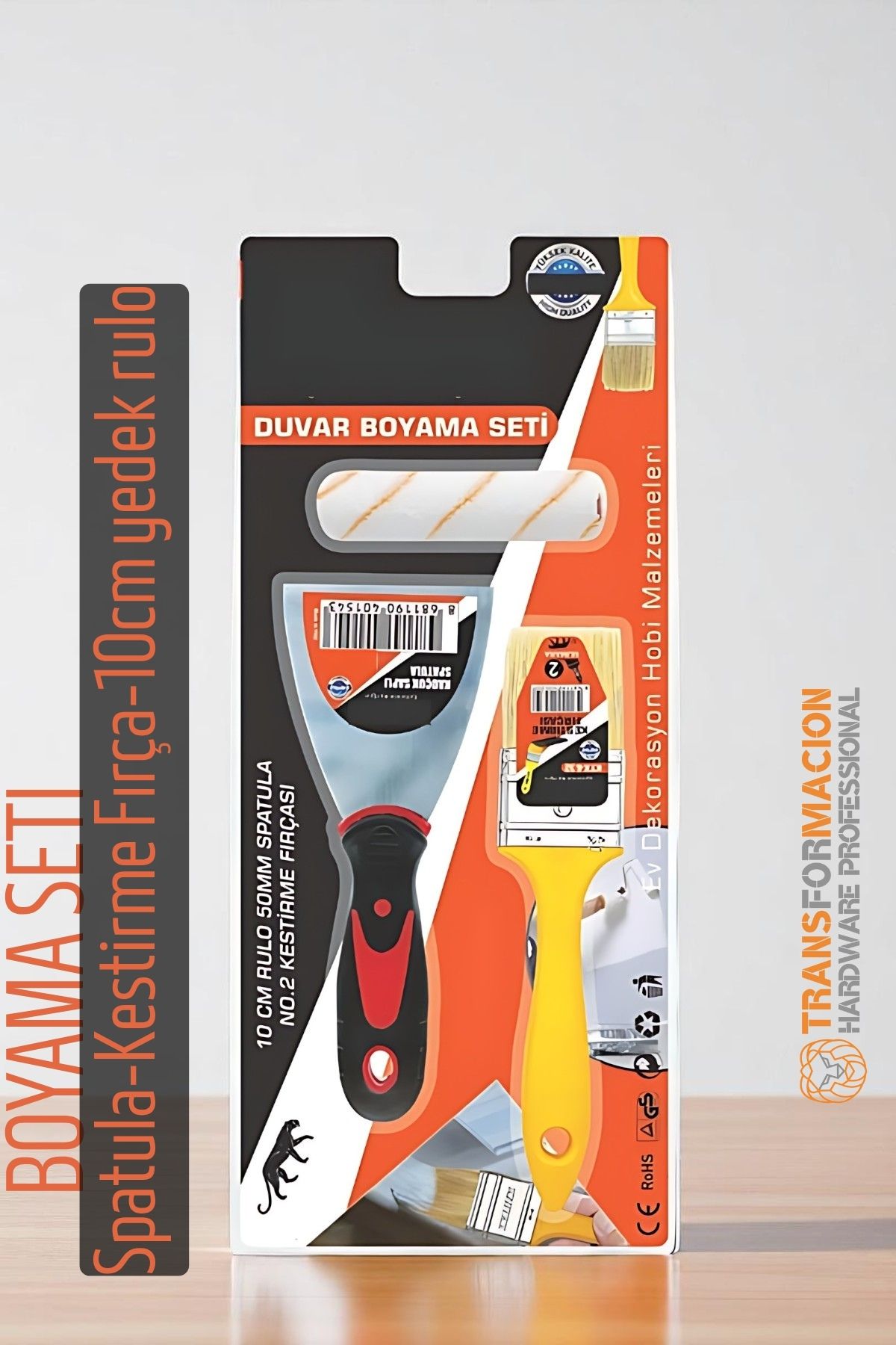 Boyama Seti - Spatula - Kestirme Fırça - 10cm yedek rulo 