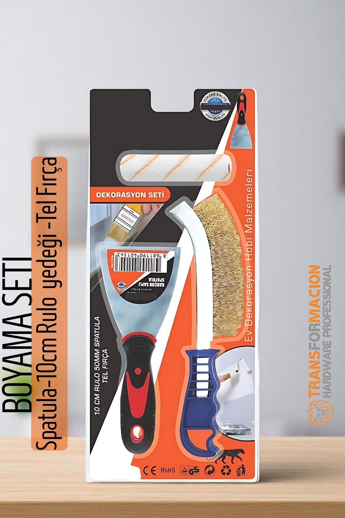 Boyama Seti - Spatula-10cm Rulo  yedeği -Tel Fırça 