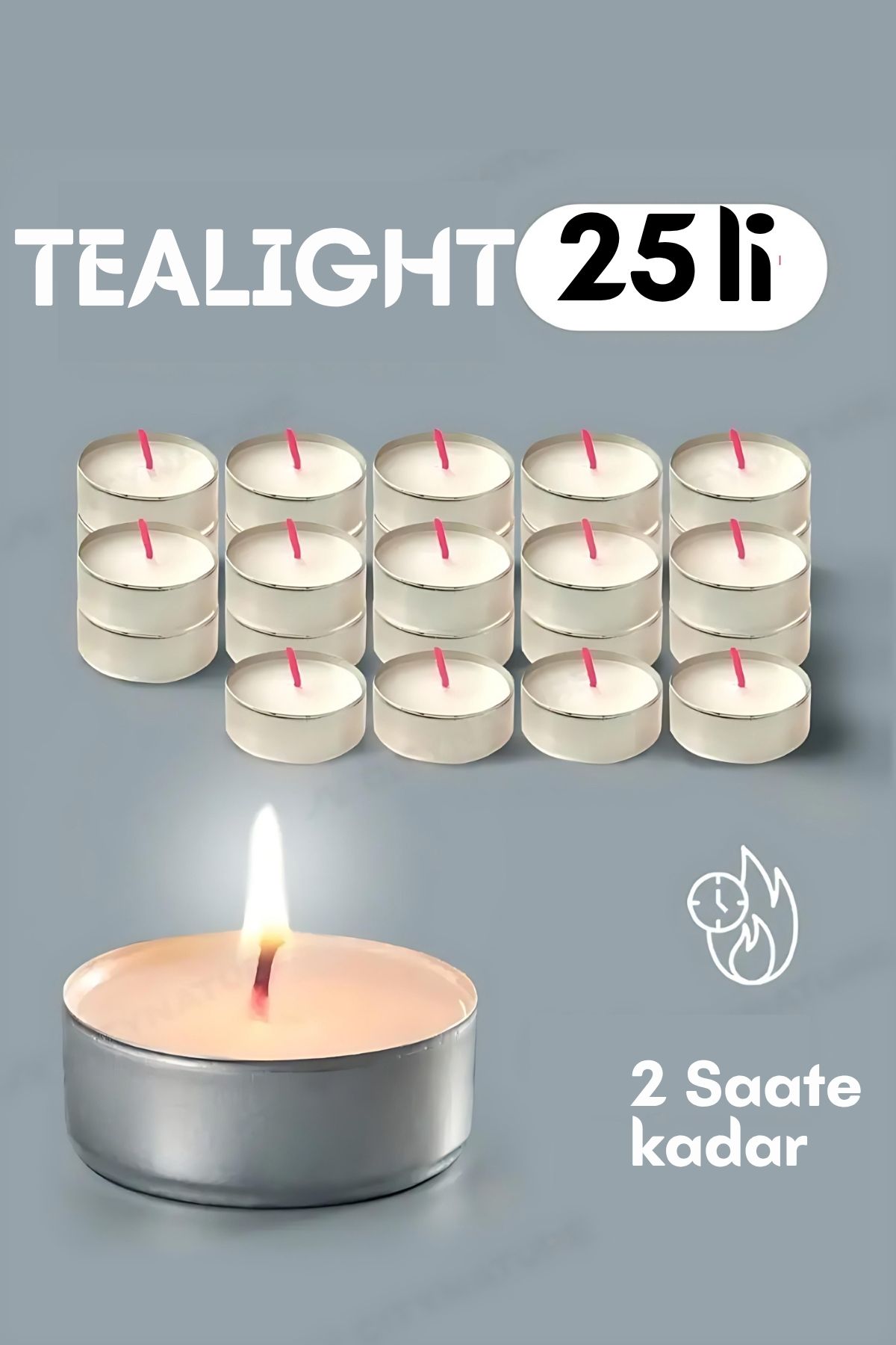 Tealight Mum 25 Adet - Kokusuz Dekoratif Mum 