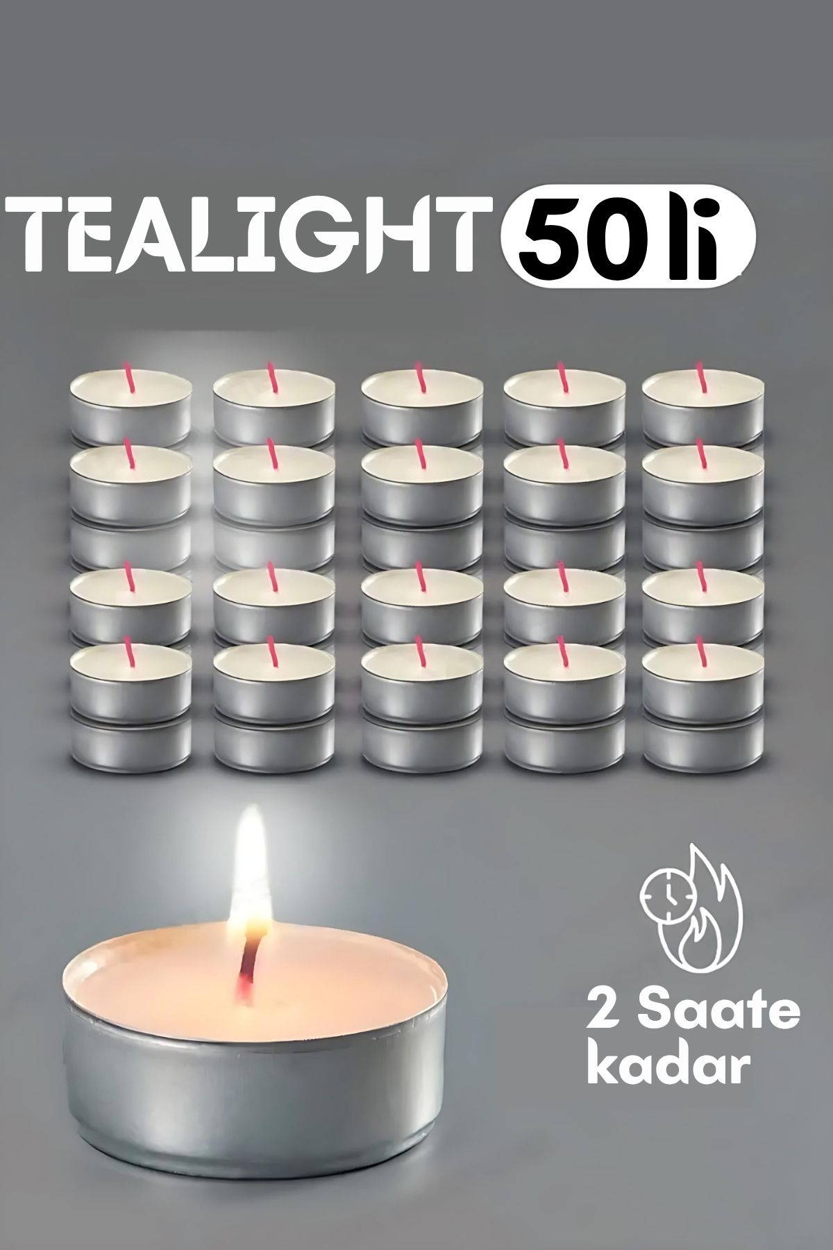 Tealight Mum 50 Adet - Kokusuz Dekoratif Mum 