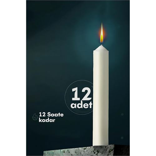 Modacar Klasik Mum 12 Adet - Kokusuz Mum 