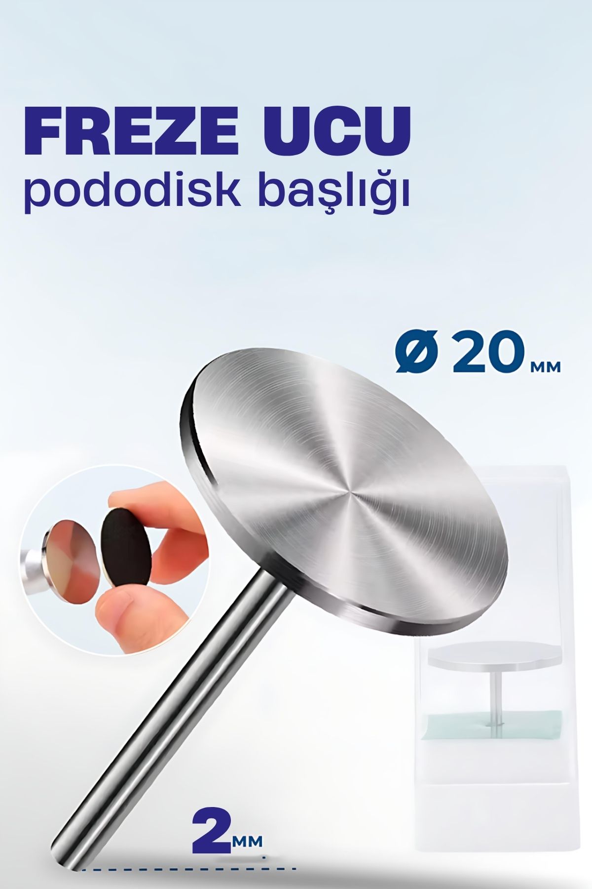 20 mm Pododisk Başlığı - Pododisk Freze Ucu Profesyonel Paslanmaz Çelik 