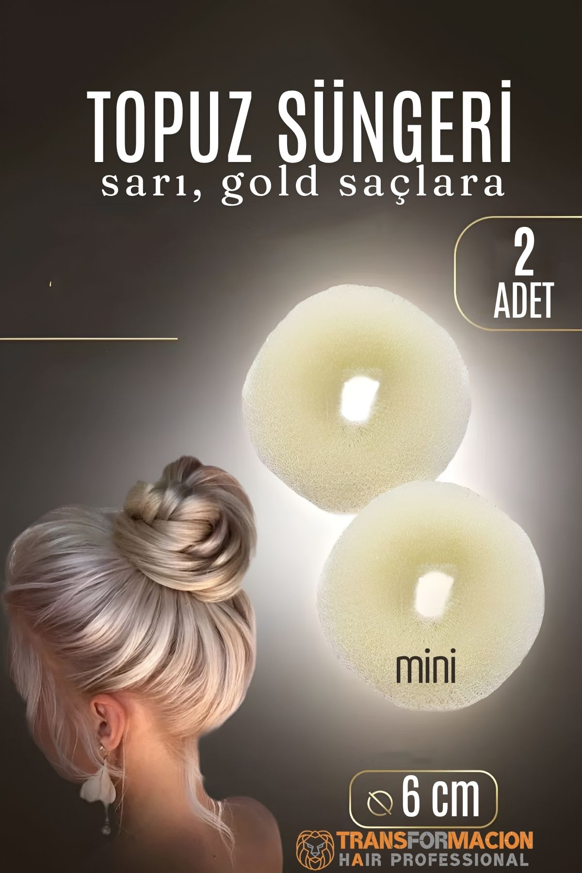 GOLD Mini Saç Topuz Süngeri  2 ADET 6 CM Çap 2.5 cm Kalınlık 