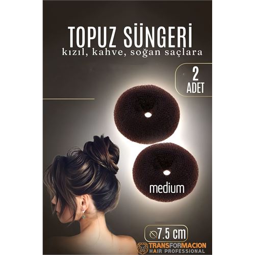Modacar KAHVE Mini Saç Topuz Süngeri  2 ADET 7.5 CM Çap 3 cm Kalınlık 