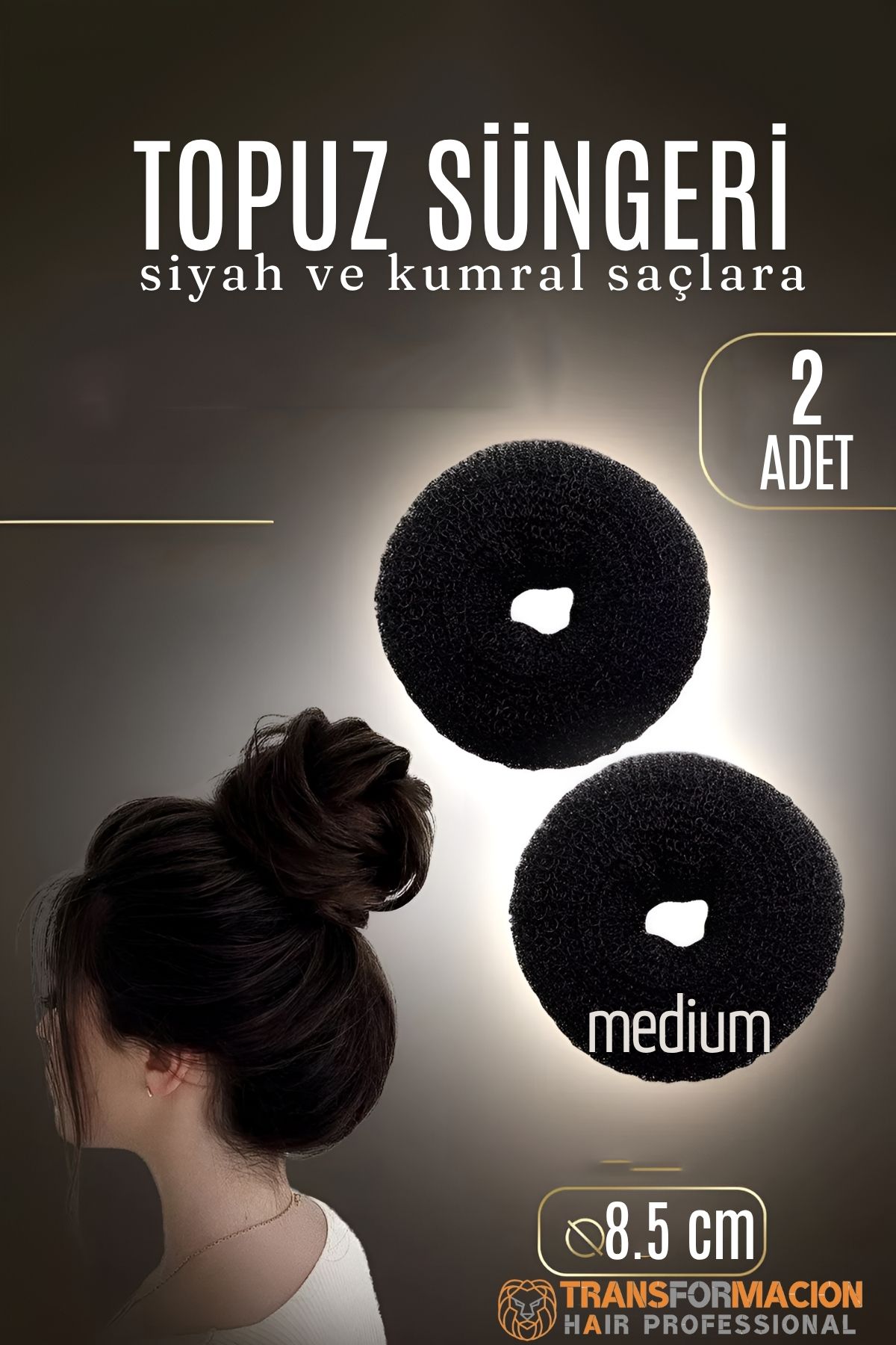 SİYAH Mini Saç Topuz Süngeri  2 ADET 8.5 CM Çap 3.5 cm Kalınlık 