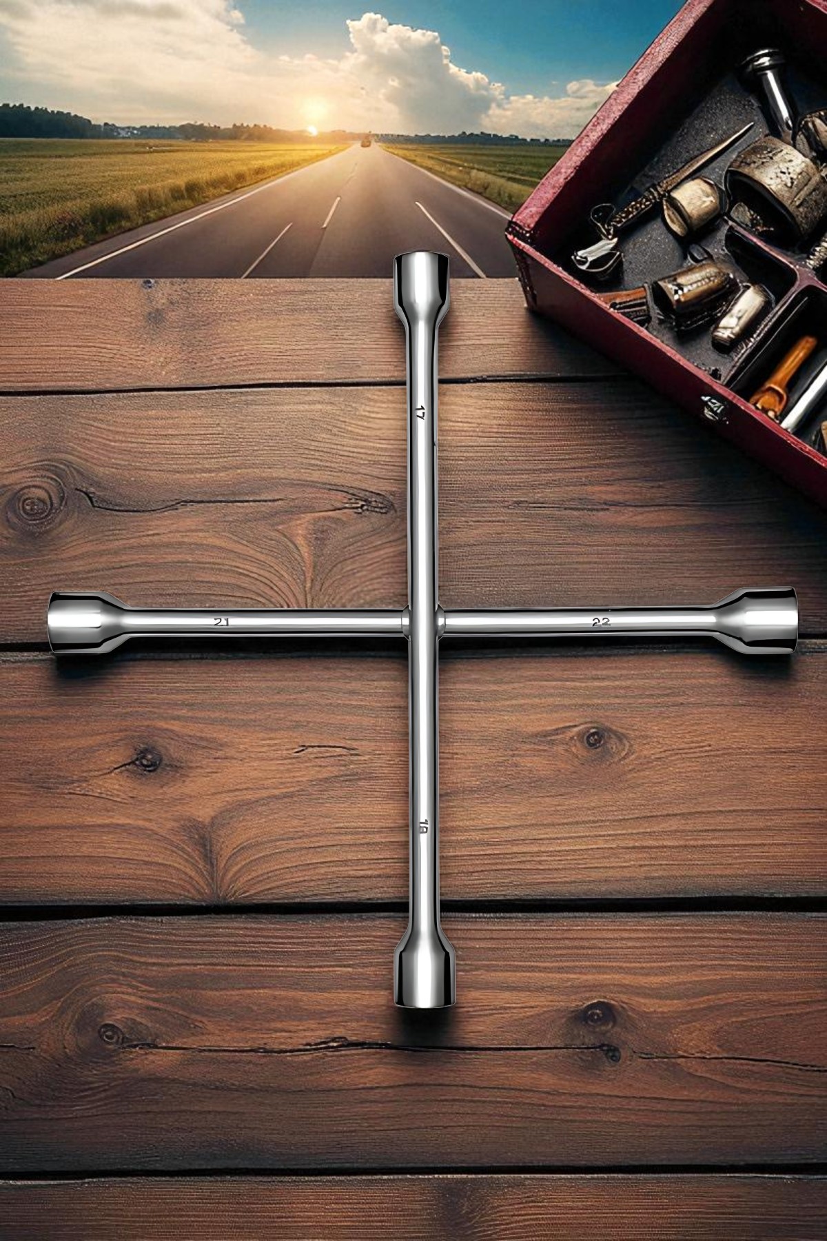 Bijon Anahtarı 4 Uçlu Çelik  Bijon Anahtarı 721893