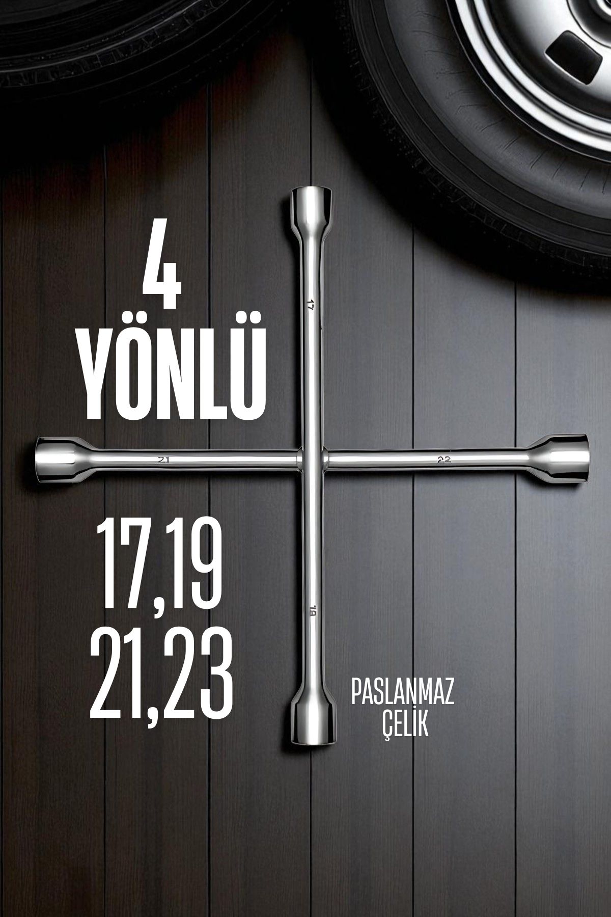 Bijon Anahtarı 4 Uçlu Çelik  Bijon Anahtarı 721893