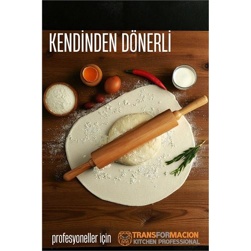 TransForMacion Dönerli Ahşap Merdane Hamur Açma Merdanesi - Mutfak Merdanesi 721902