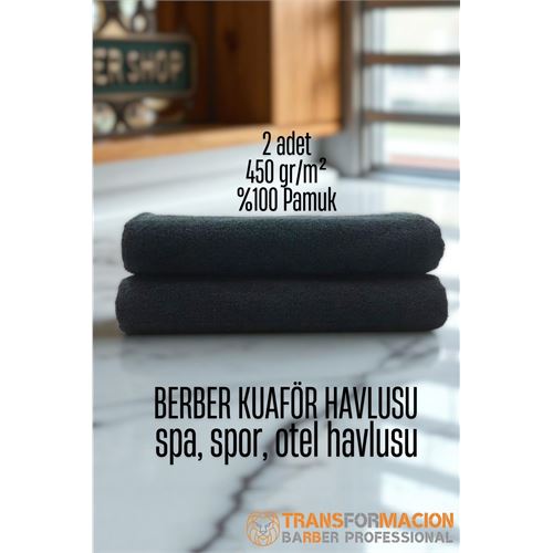 TransForMacion Kuaför Berber Havlusu 2 ADET Pamuk Berber Havlusu 50x90 Siyah 721903