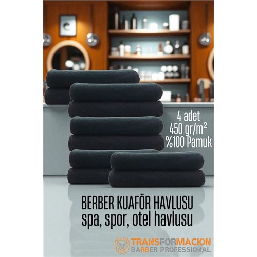 TransForMacion Kuaför Berber Havlusu 10 ADET Pamuk Berber Havlusu 50x90 Siyah 721905