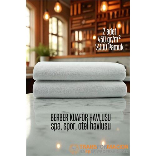 TransForMacion Kuaför Berber Havlusu 2 ADET Pamuk Berber Havlusu 50x90 Beyaz 721906