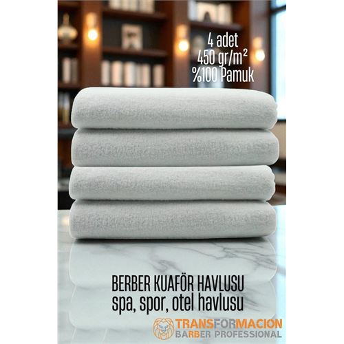 TransForMacion Kuaför Berber Havlusu 4 ADET Pamuk Berber Havlusu 50x90 Beyaz 721907