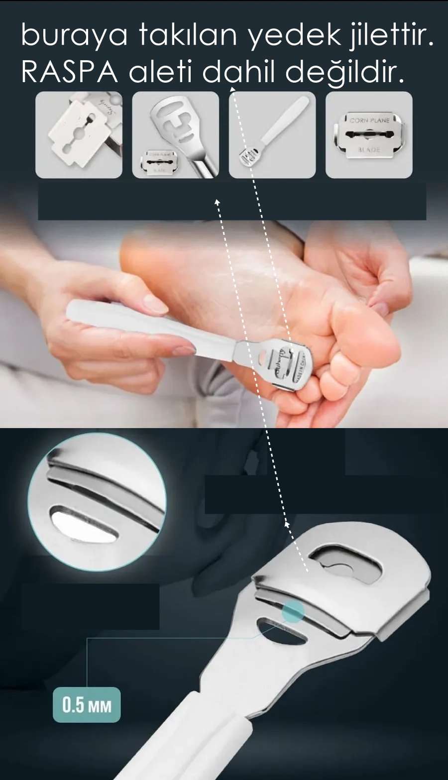 Raspa Topuk Jileti 100 lu PAKET  Ayak Taban Nasır Yedek Jileti 721892