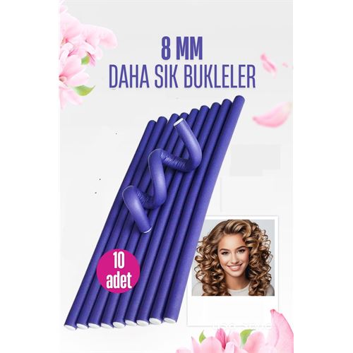 TransForMacion Sosis Latex Bigudi - Isısız Saç Bigudisi - 10 Adet 8 mm 721913
