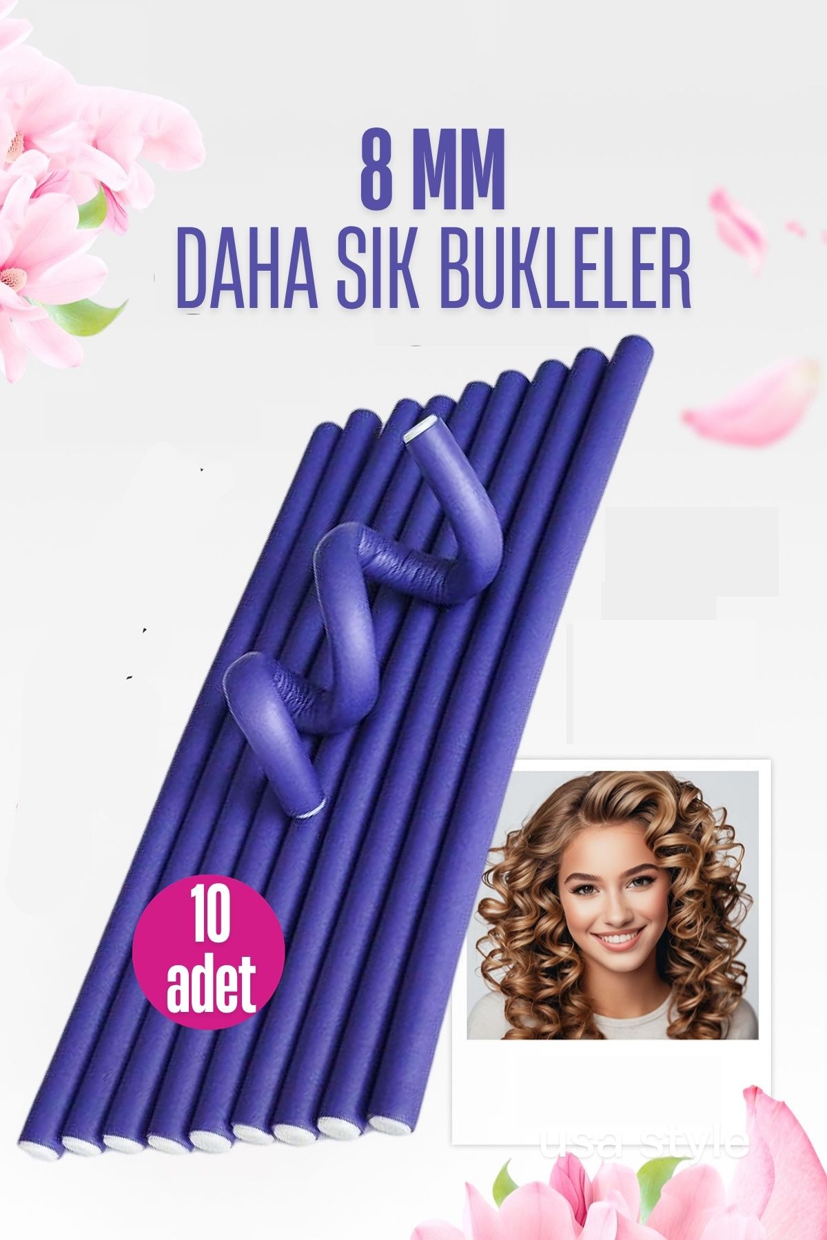 Sosis Latex Bigudi - Isısız Saç Bigudisi - 10 Adet 8 mm 721913