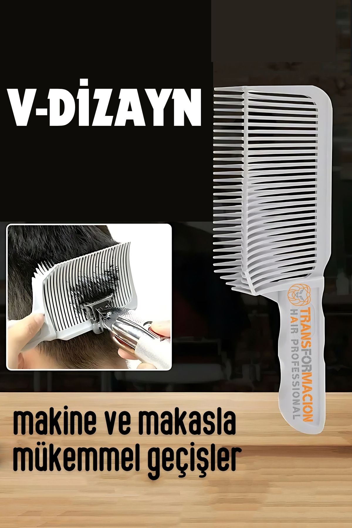 Kuaför Berber V Dizayn Kavisli Kontur Kesim Tarağı 721919