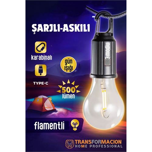 Transformacion Askılı Portatif Şarjlı Askılı Ampül - Kamp Lambası - Acil Durum Lambası 721921