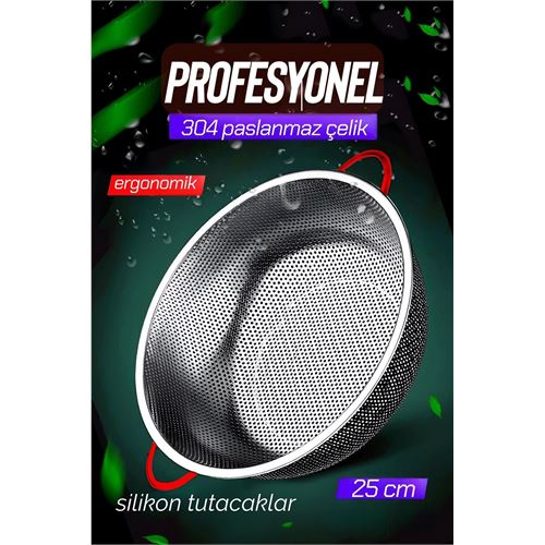TransForMacion 25 CM Kevgir Yuvarlak Süzgeç Profesyonel 304 Paslanmaz Çelik 721933