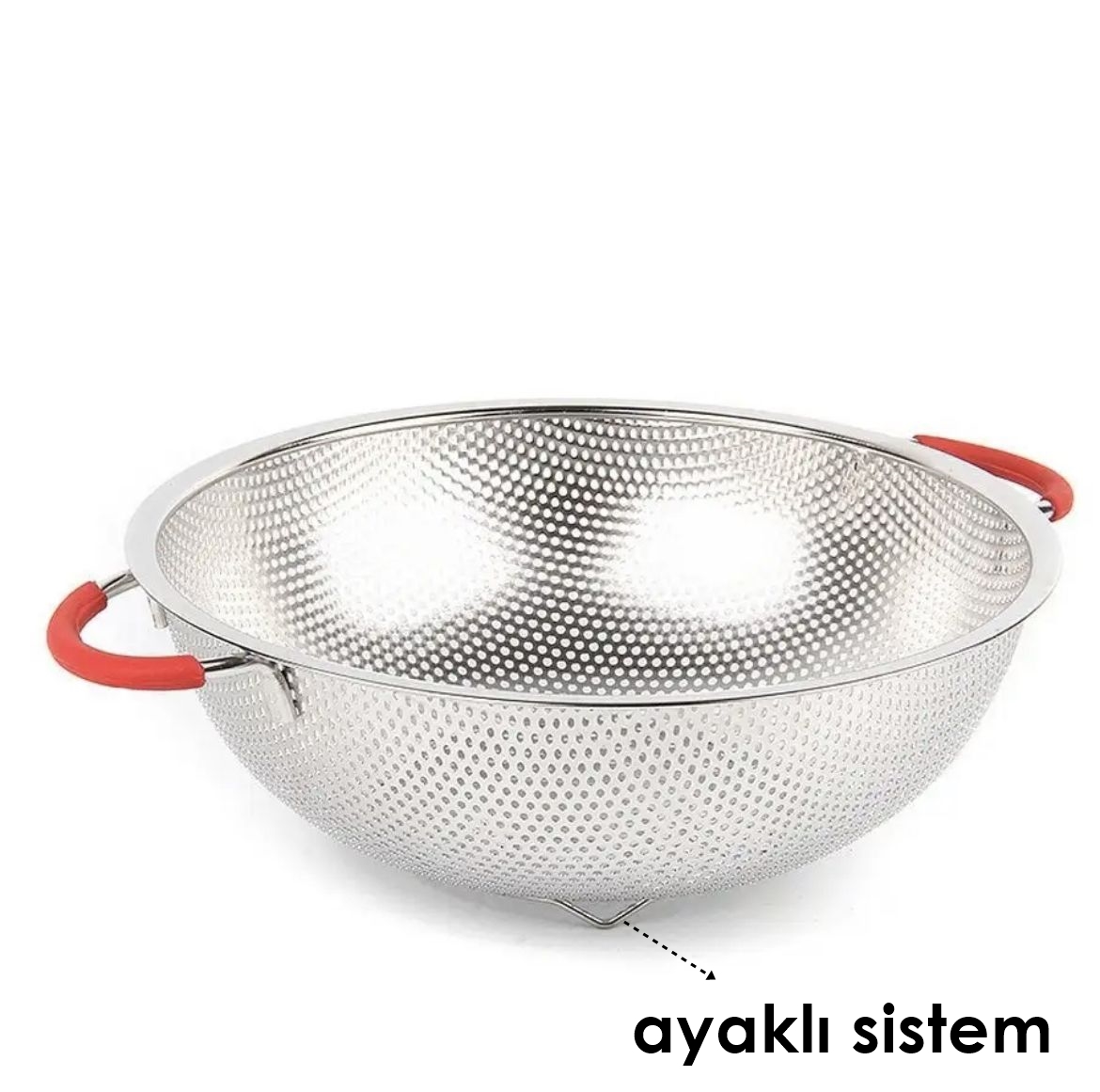 28 CM Kevgir Yuvarlak Süzgeç Profesyonel 304 Paslanmaz Çelik 721934