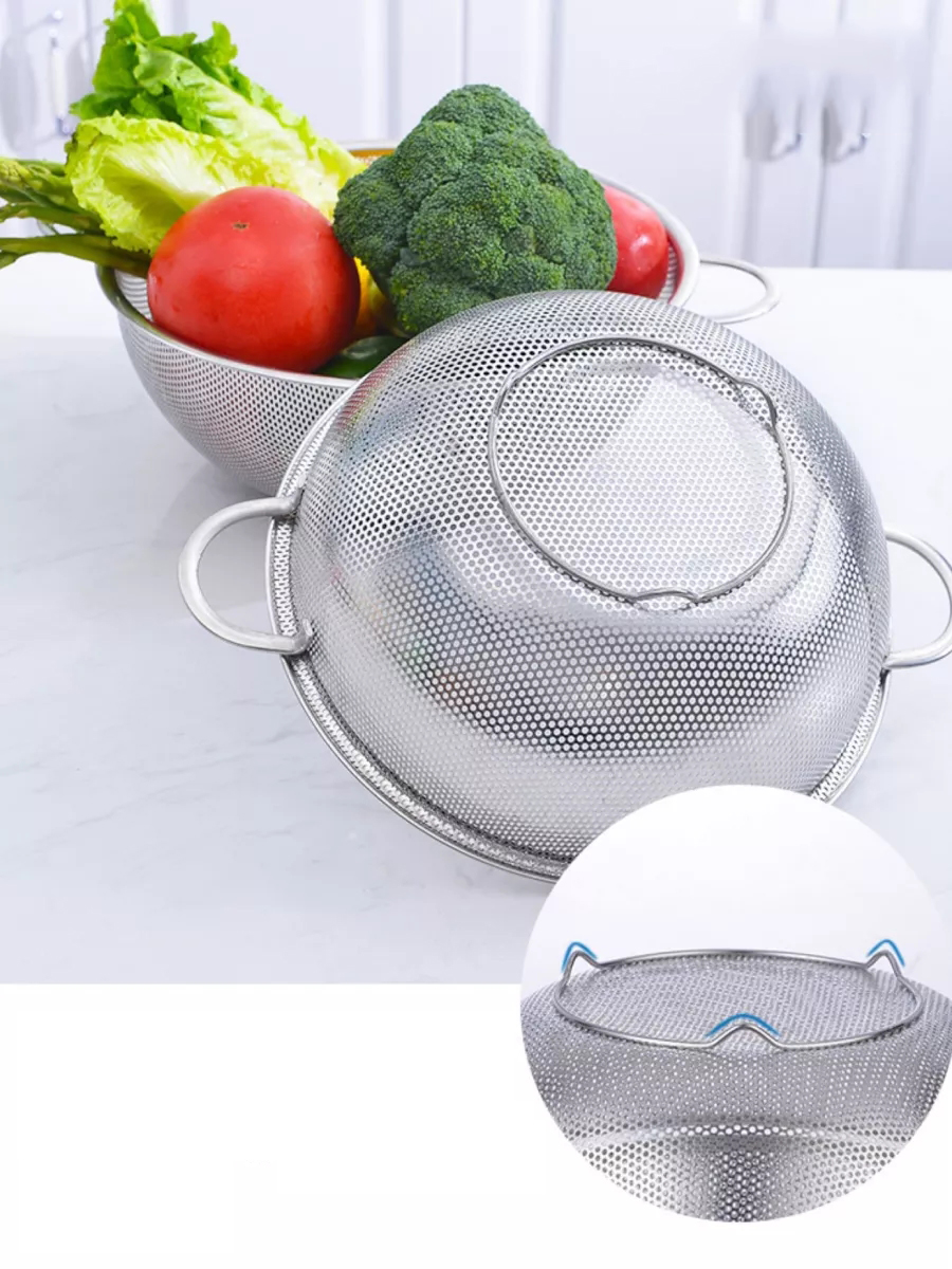 28 CM Kevgir Yuvarlak Süzgeç Profesyonel 304 Paslanmaz Çelik 721934