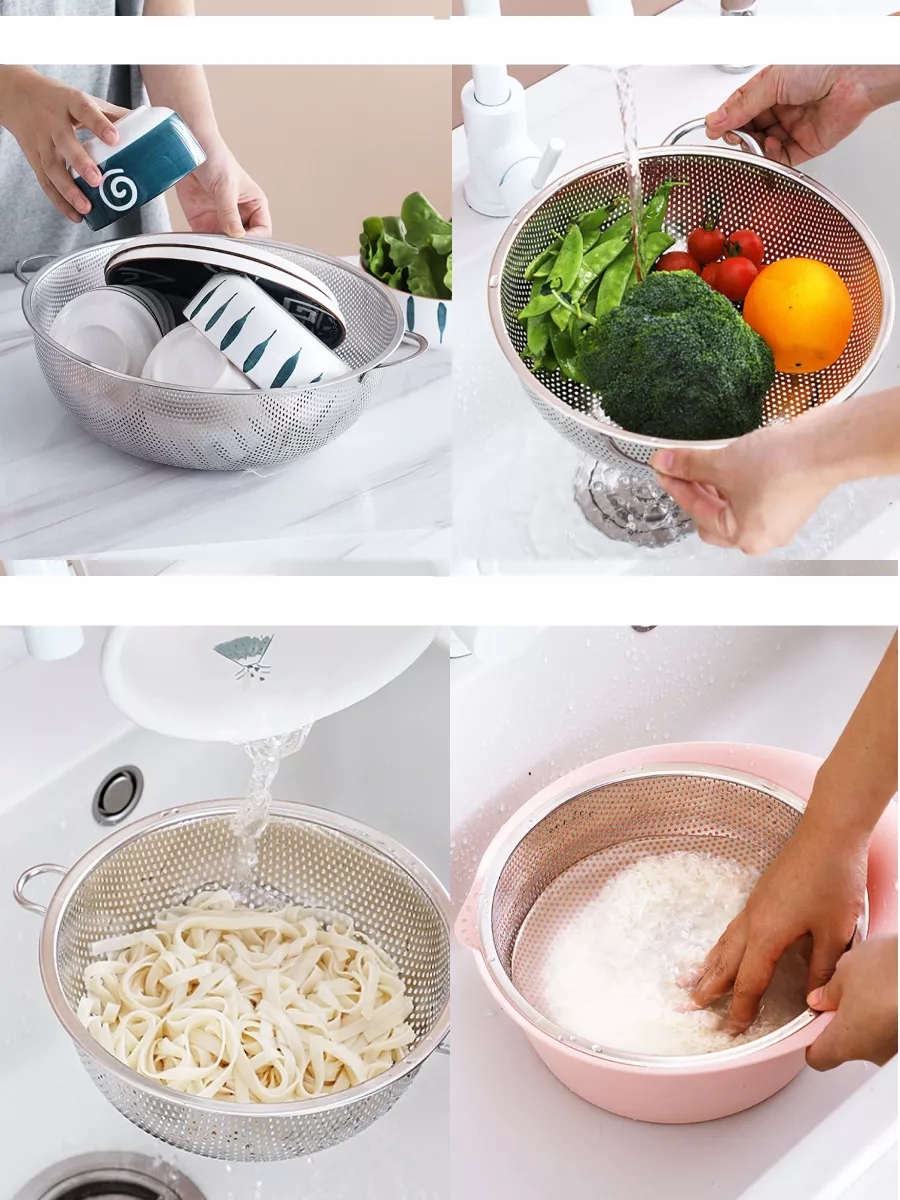 28 CM Kevgir Yuvarlak Süzgeç Profesyonel 304 Paslanmaz Çelik 721934