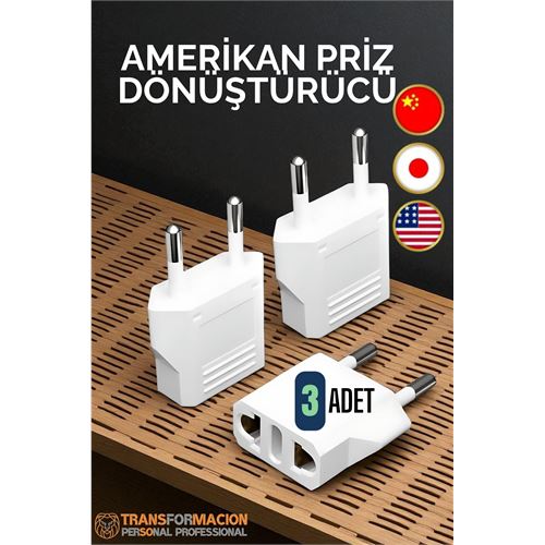 TransForMacion Amerikan Fişi Dönüştürücü - Amerikan Priz Adaptörü 3 ADET 721942