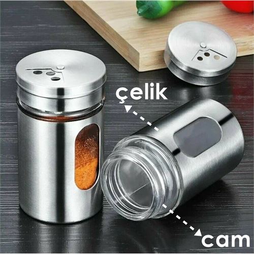 TransForMacion Cam+Çelik Tuzluk Biberlik Karabiberlik 3 Farklı Delikli 5 li SET 721945