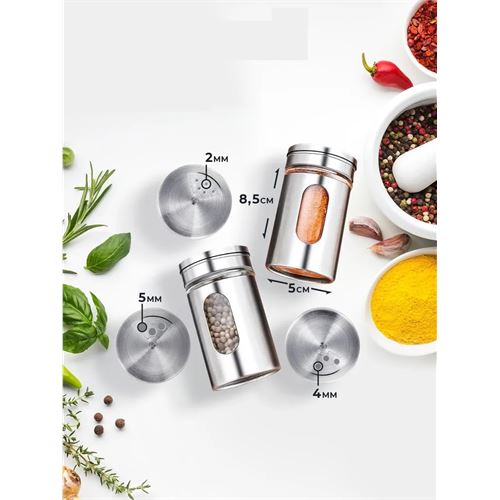 TransForMacion Cam+Çelik Tuzluk Biberlik Karabiberlik 3 Farklı Delikli 5 li SET 721945