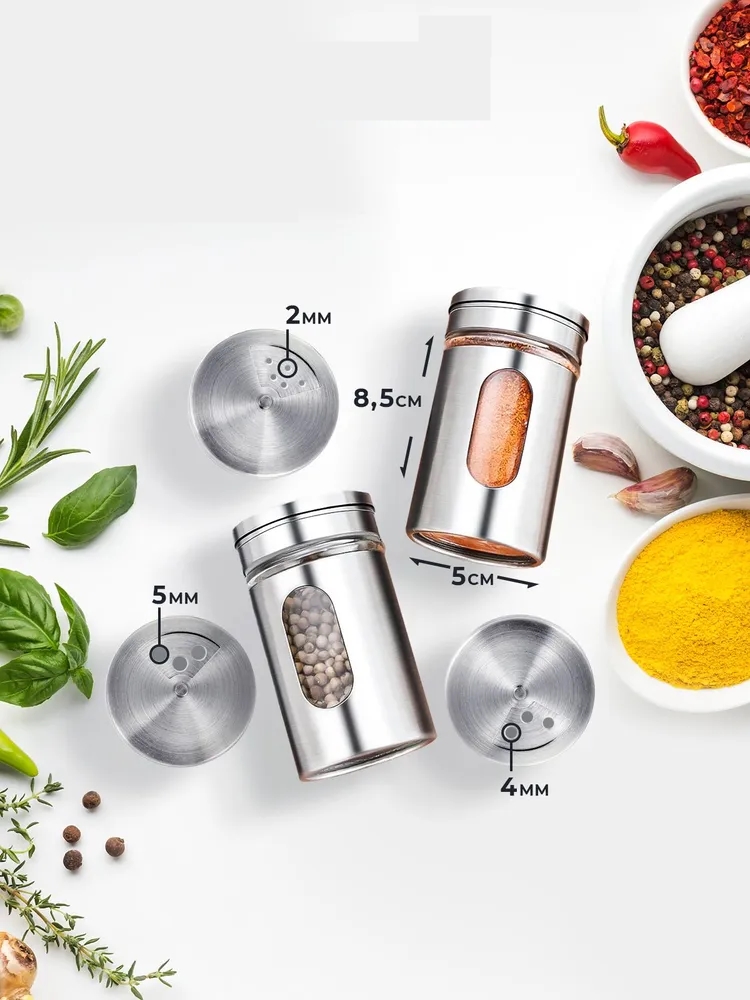 Cam+Çelik Tuzluk Biberlik Karabiberlik 3 Farklı Delikli 12 li SET 721946