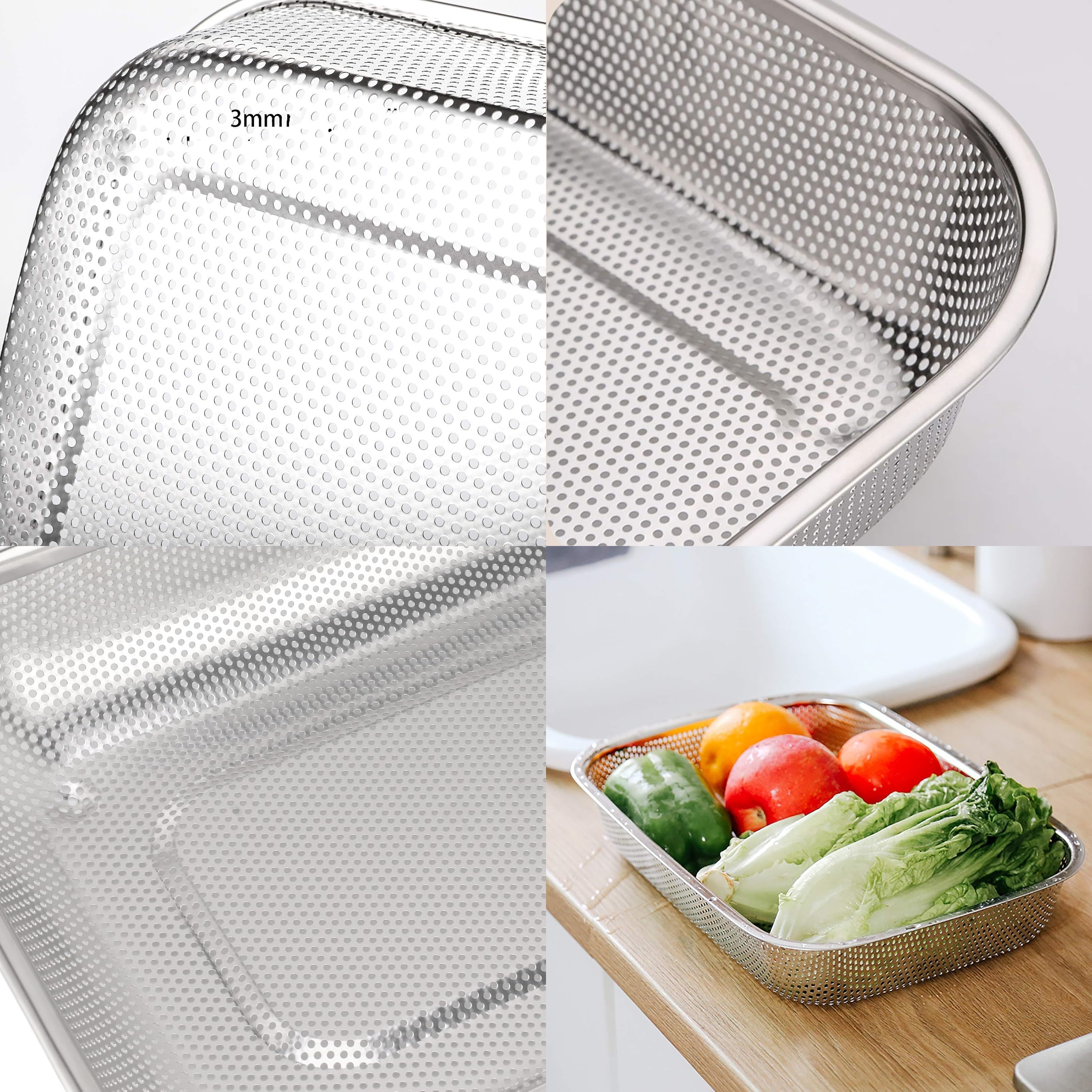 Büyük 38X28 CM Kevgir - Profesyonel Süzgeç 304 Paslanmaz Çelik  721949