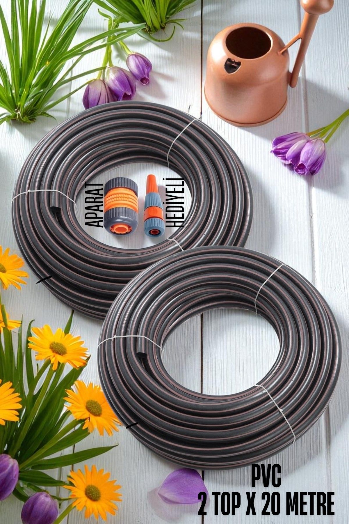 Modacar 2 Top 20 Metre Bahçe Hortumu Sulama Aparatı Set 