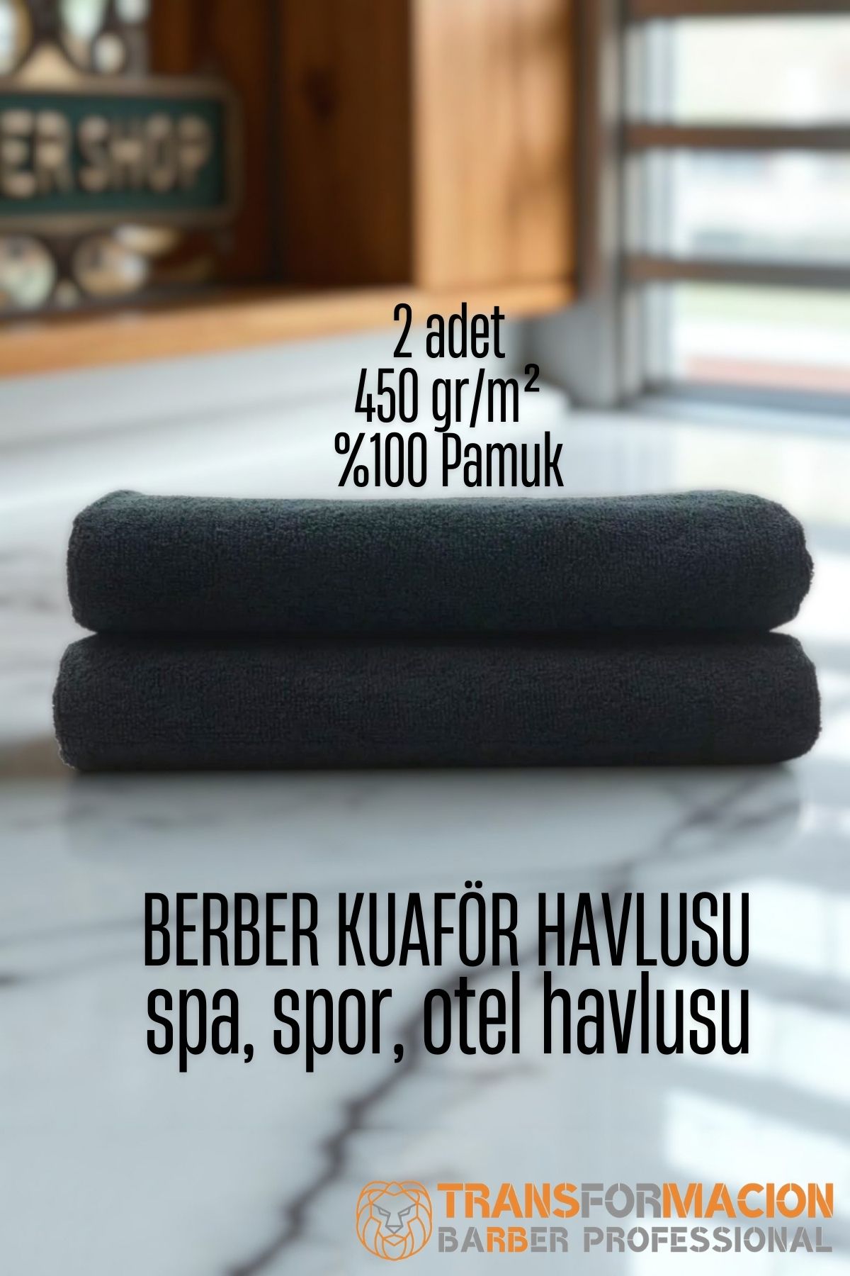 Kuaför Berber Havlusu 2 ADET Pamuk Berber Havlusu 50x90 Siyah 
