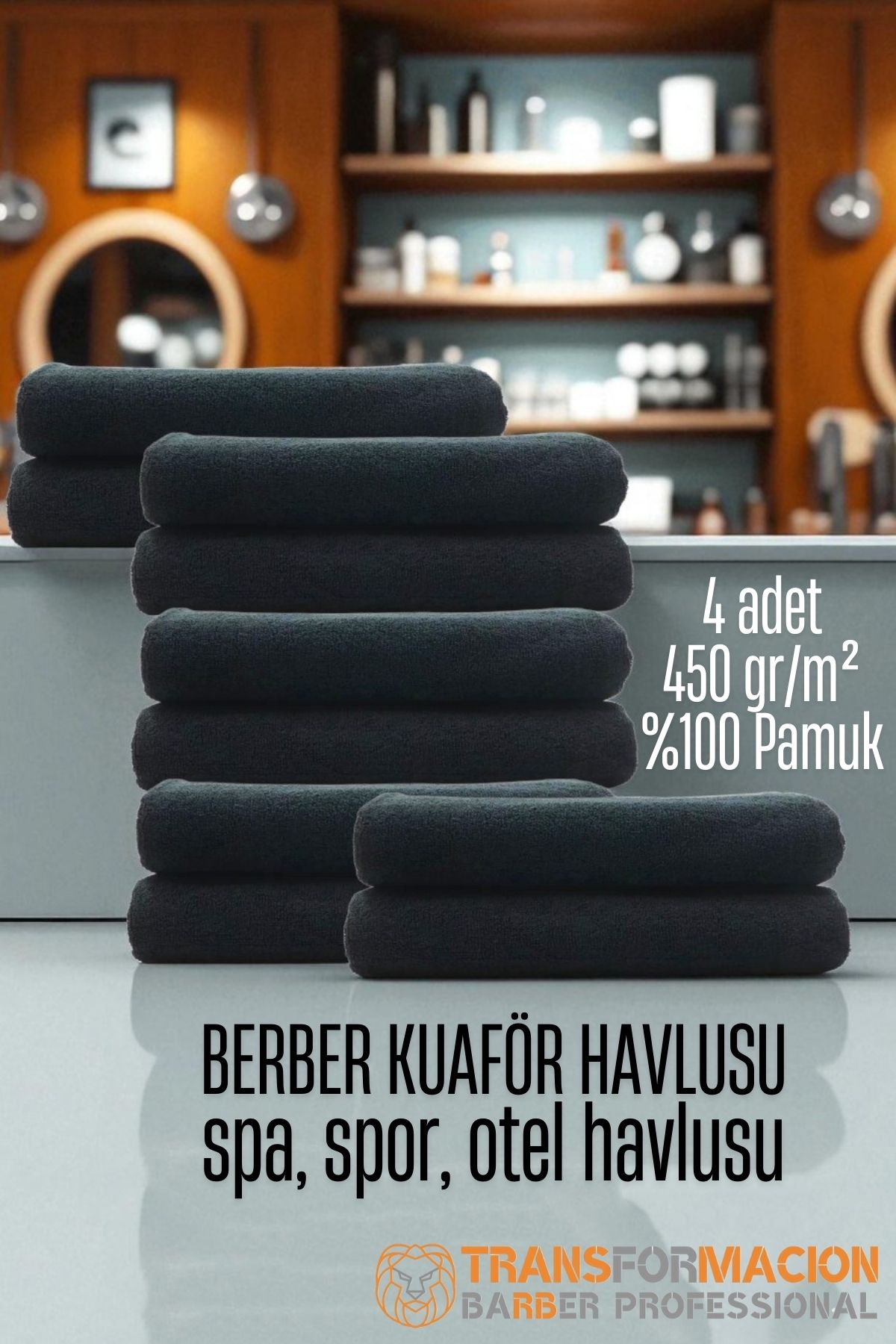Kuaför Berber Havlusu 10 ADET Pamuk Berber Havlusu 50x90 Siyah