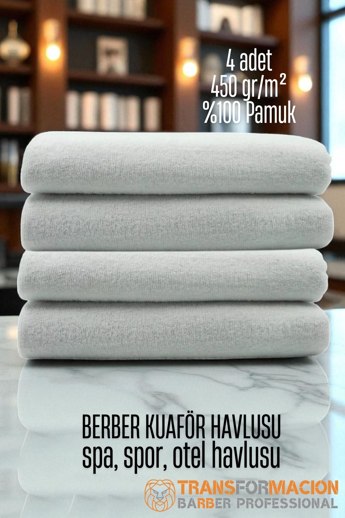 Kuaför Berber Havlusu 4 ADET Pamuk Berber Havlusu 50x90 Beyaz