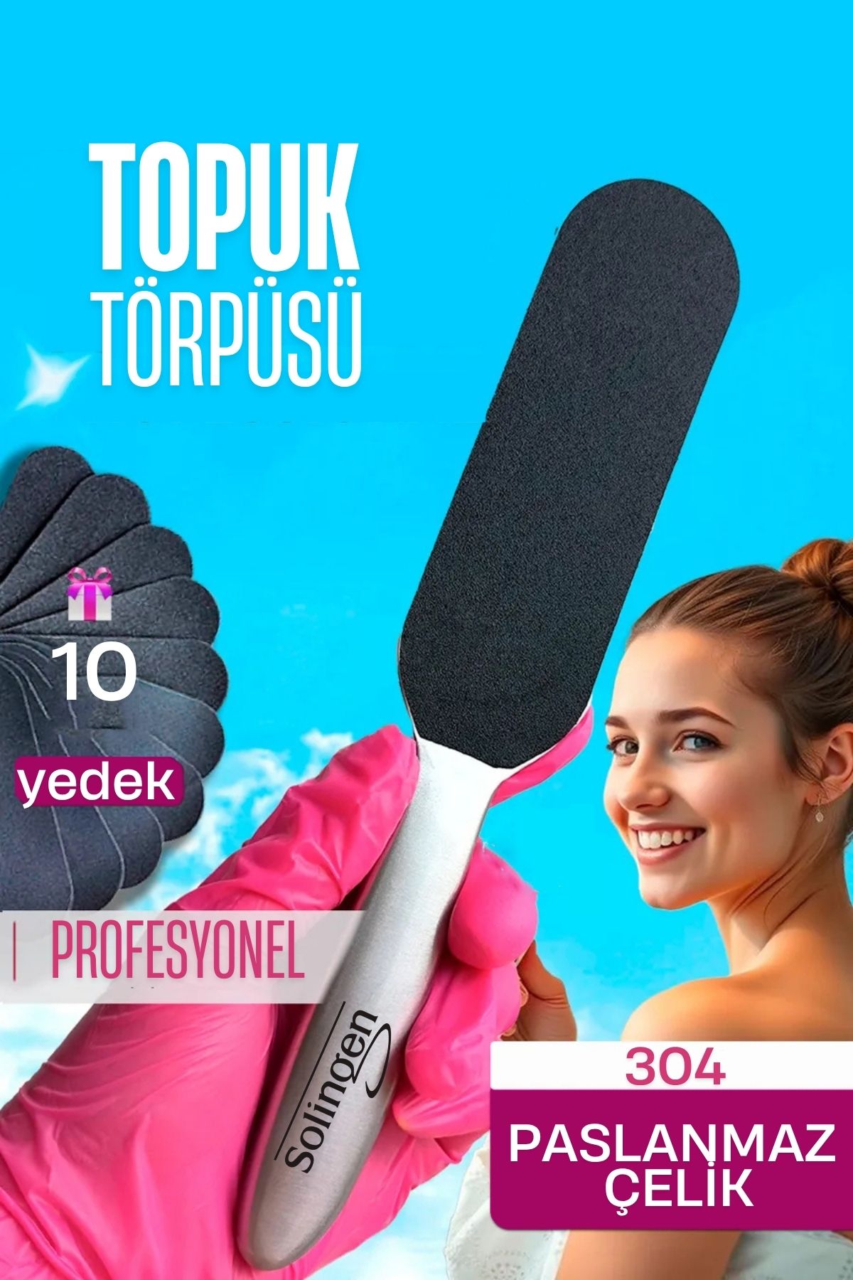  Çelik Topuk Törpüsü - 10 Yedekli Profesyonel Çelik Topuk Törpüsü Solingen Professional 