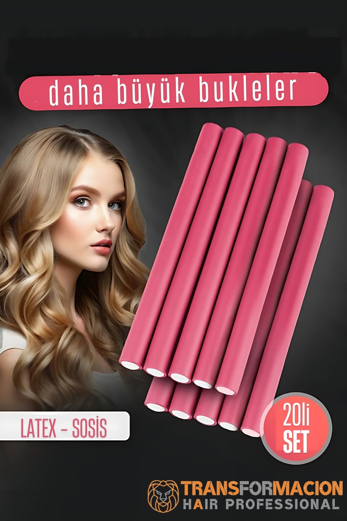 Sosis Latex Bigudi - Isısız Saç Bigudisi 17 mm 20 Adet 