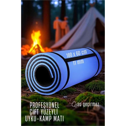 Modacar Uyku Matı - Kamp Matı - Piknik Çadır Matı 11 mm Çift Taraflı Mavi 