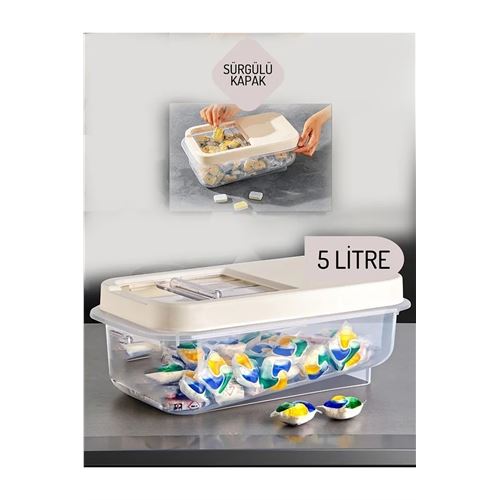 TransForMacion Reagan Tablet ve Deterjan Saklama Kutusu 5 lt KREM 717734