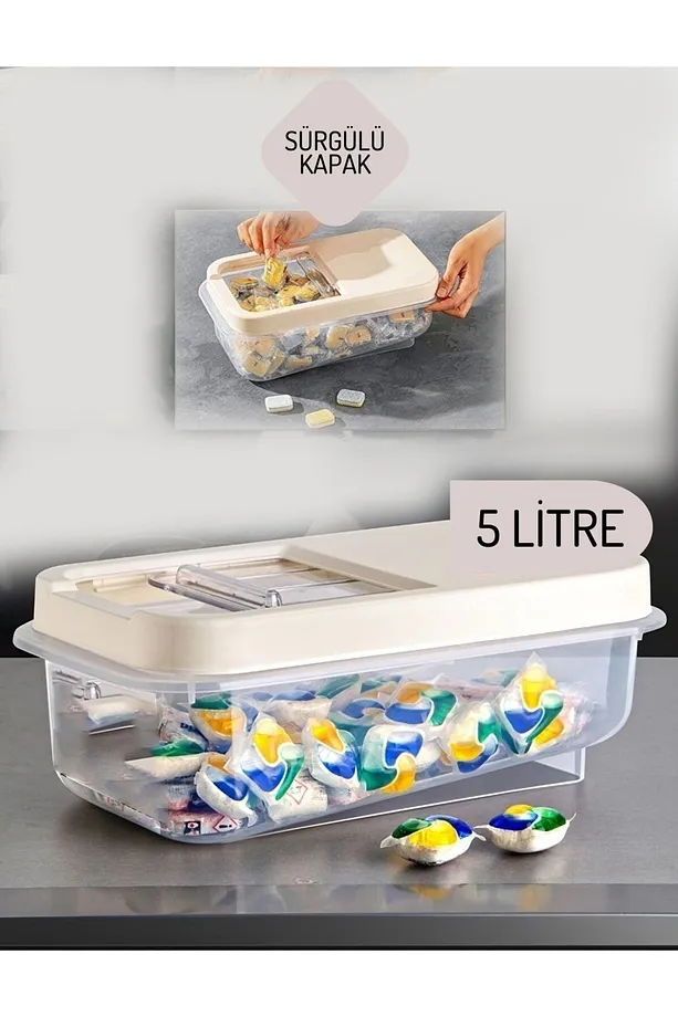 Reagan Tablet ve Deterjan Saklama Kutusu 5 lt KREM 717734