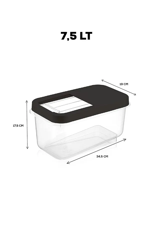 Erzak Bakliyat Saklama Kabı 3 lü Set 7.5 Lt Antrasit 717744