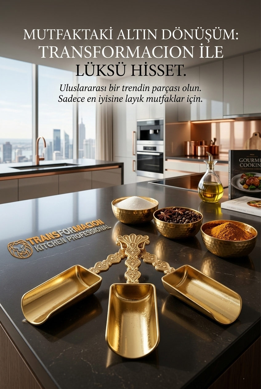 3'lü Lüks Gold Zamak Ölçü ve Baharat Kaşığı Seti - Özel Tasarım 721956