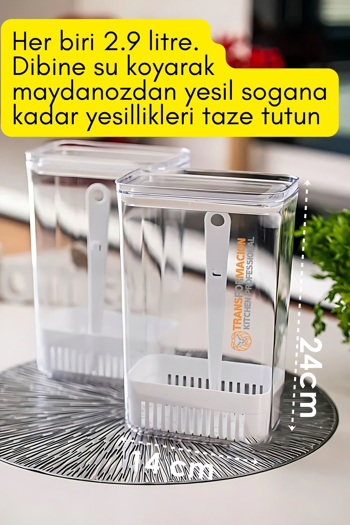 Yeşillik Saklama Kabı - Taze Yeşillik İçin - Soğan Maydanoz vb Yeşillik Saklama 2 Lİ set 721957