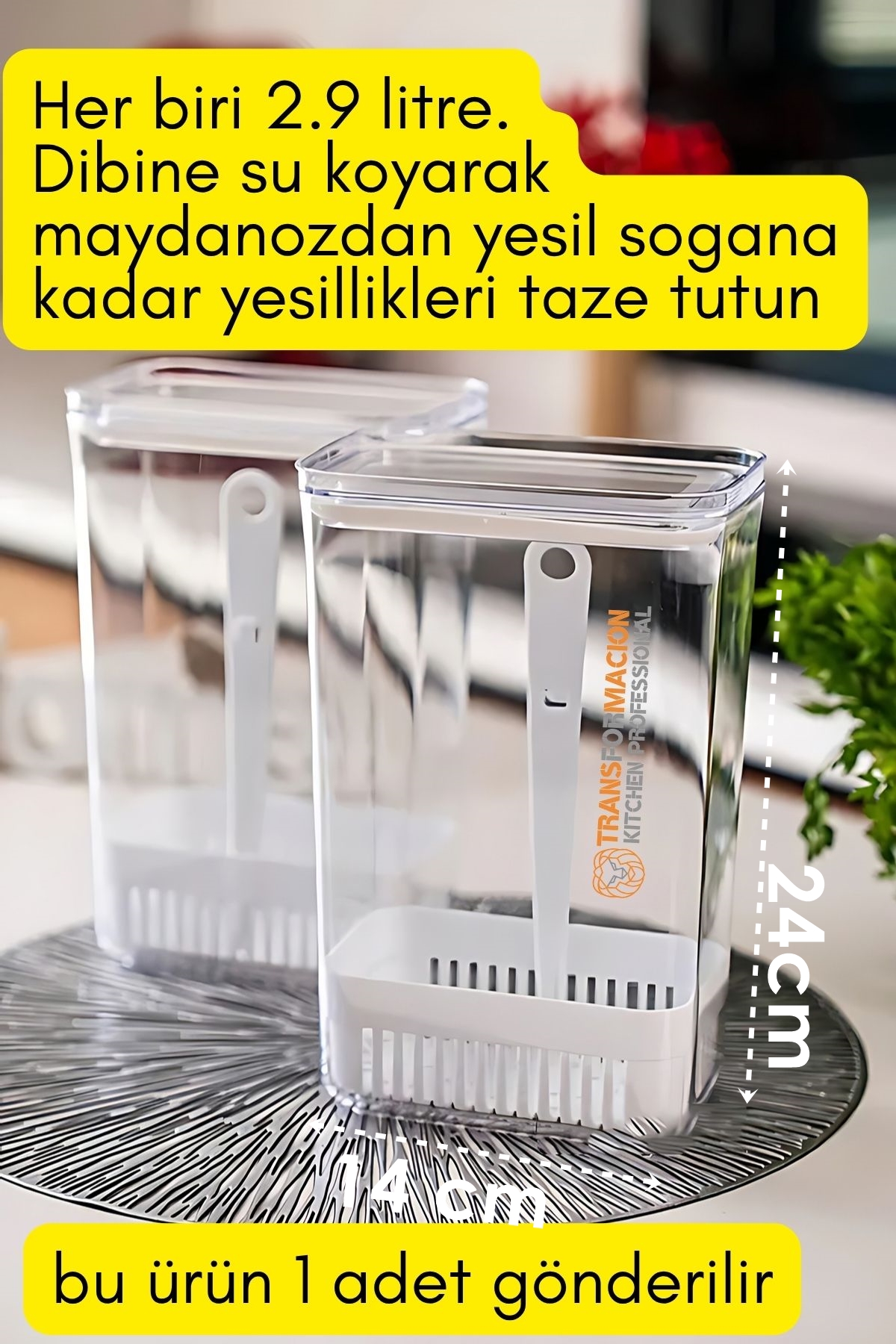 Yeşillik Saklama Kabı - Taze Yeşillik İçin - Soğan Maydanoz vb Yeşillik Saklama  721958