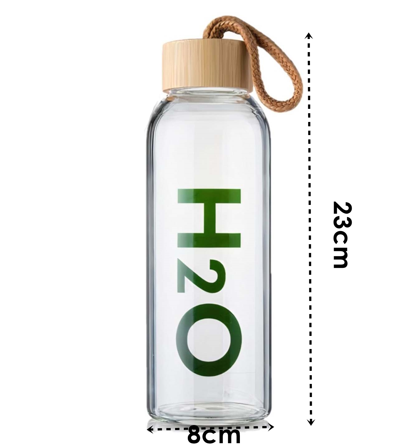 Cam Matara - 800 Ml Bambu Kapaklı Borosilikat Cam Matara - Ofis Matarası  