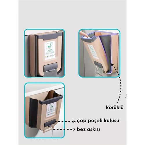 Transformacion Körüklü Çöp Kovası - Mutfak Dolap Kapağına Çöp Kutusu LATTE 721968