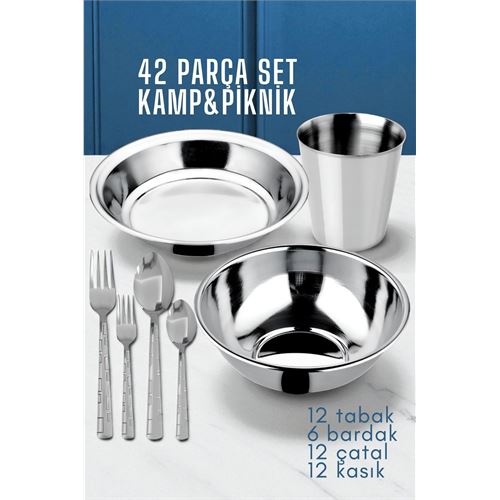 TransForMacion 42 Parça Tabak Kase Bardak Çatla Kaşık Seti Kamp Piknik Seti  721970