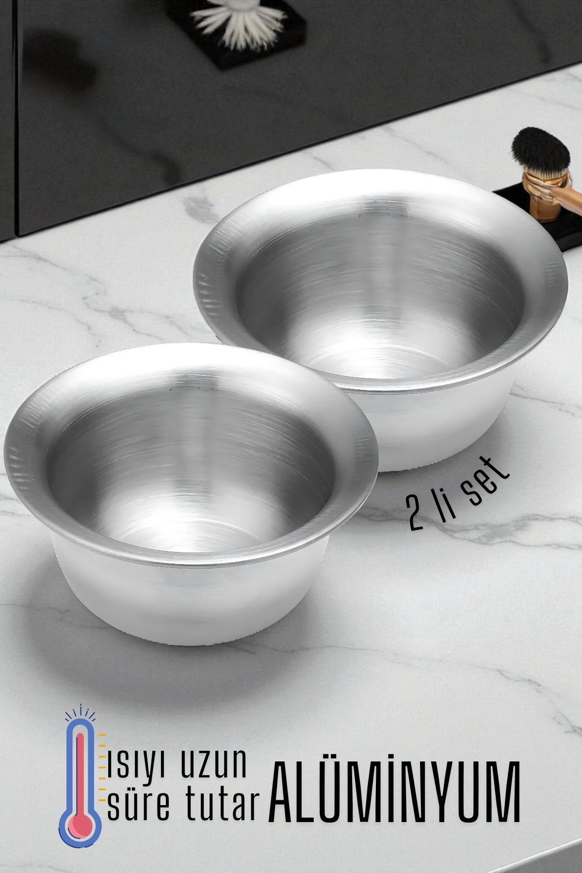 Alüminyum Tıraş Tası 2 li SET 716269 