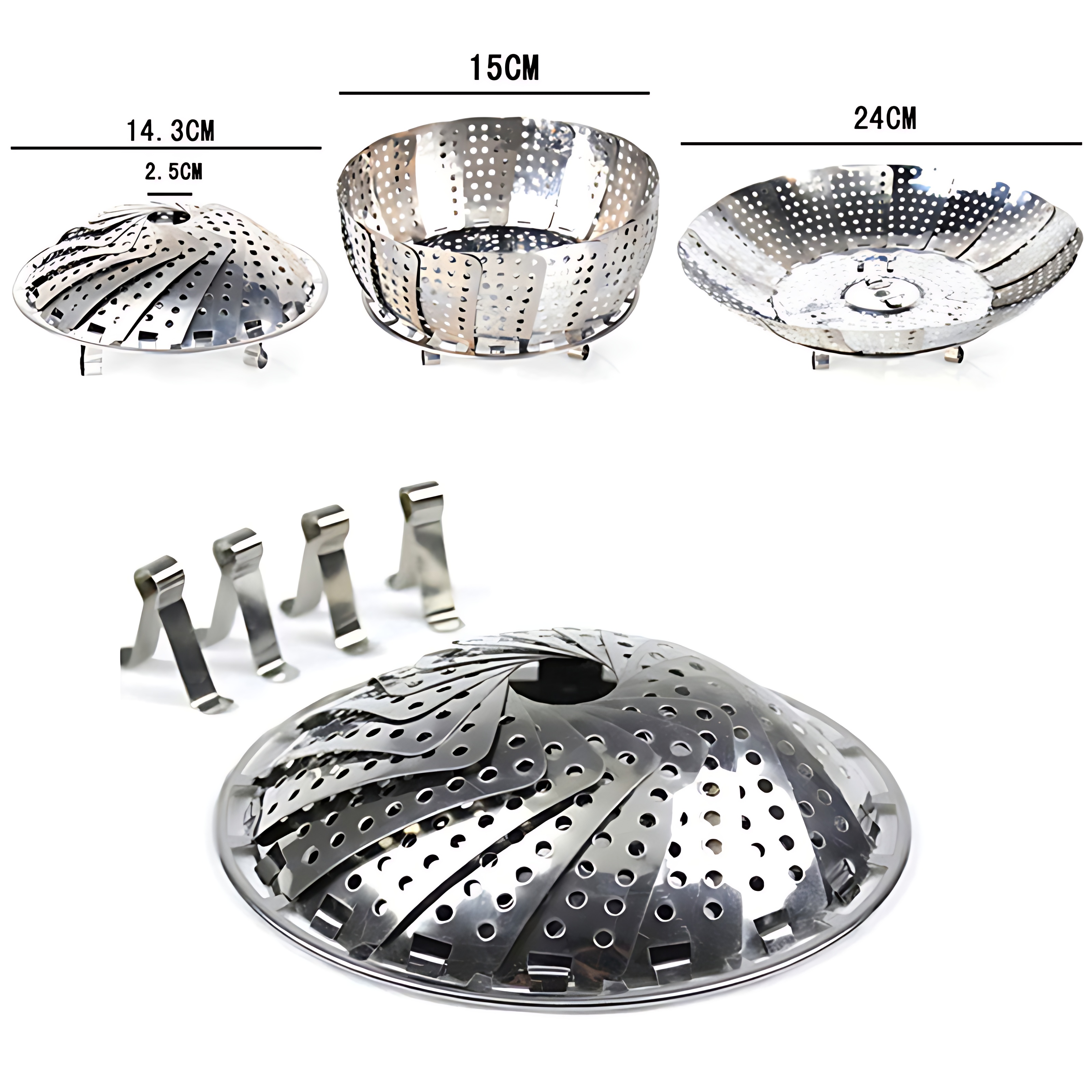 Sebze Pişirme Sepeti - Buharda Pişirme Haşlama Aparatı Paslanmaz Çelik 717858