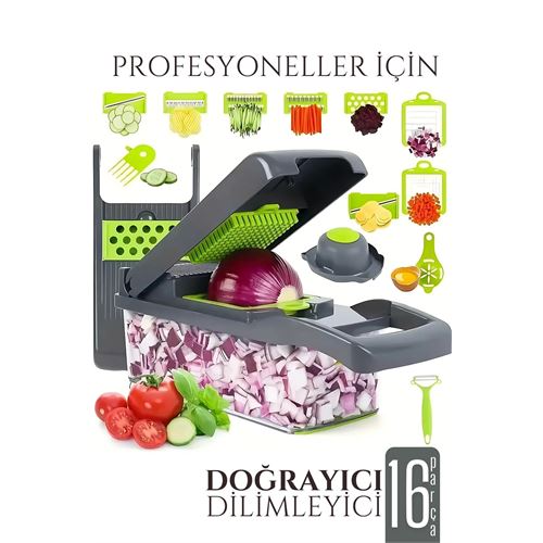 TransForMacion Dilimleyici Doğrayıcı - 16 parça Sebze Et Doğrayıcı Hazneli Dilimeleyici 721973